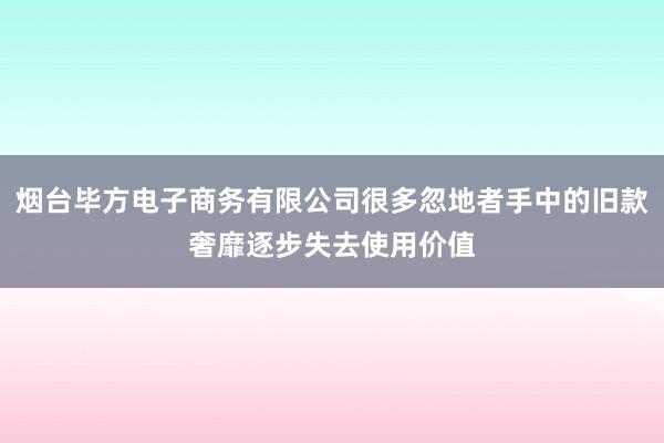 烟台毕方电子商务有限公司很多忽地者手中的旧款奢靡逐步失去使用价值